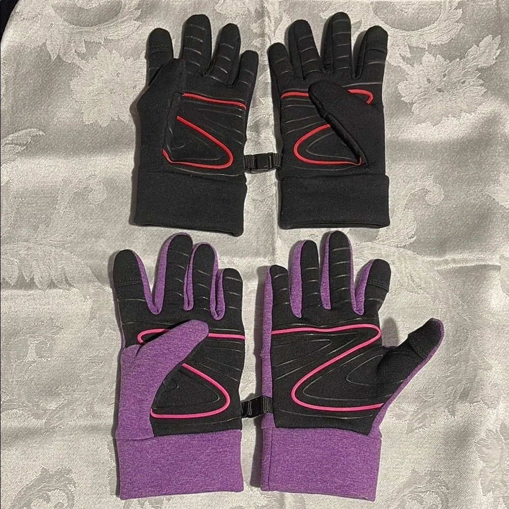 Head Black and Purple Children's Kids Touchscreen Gloves 2 Pairs EUC Lg/Med‎